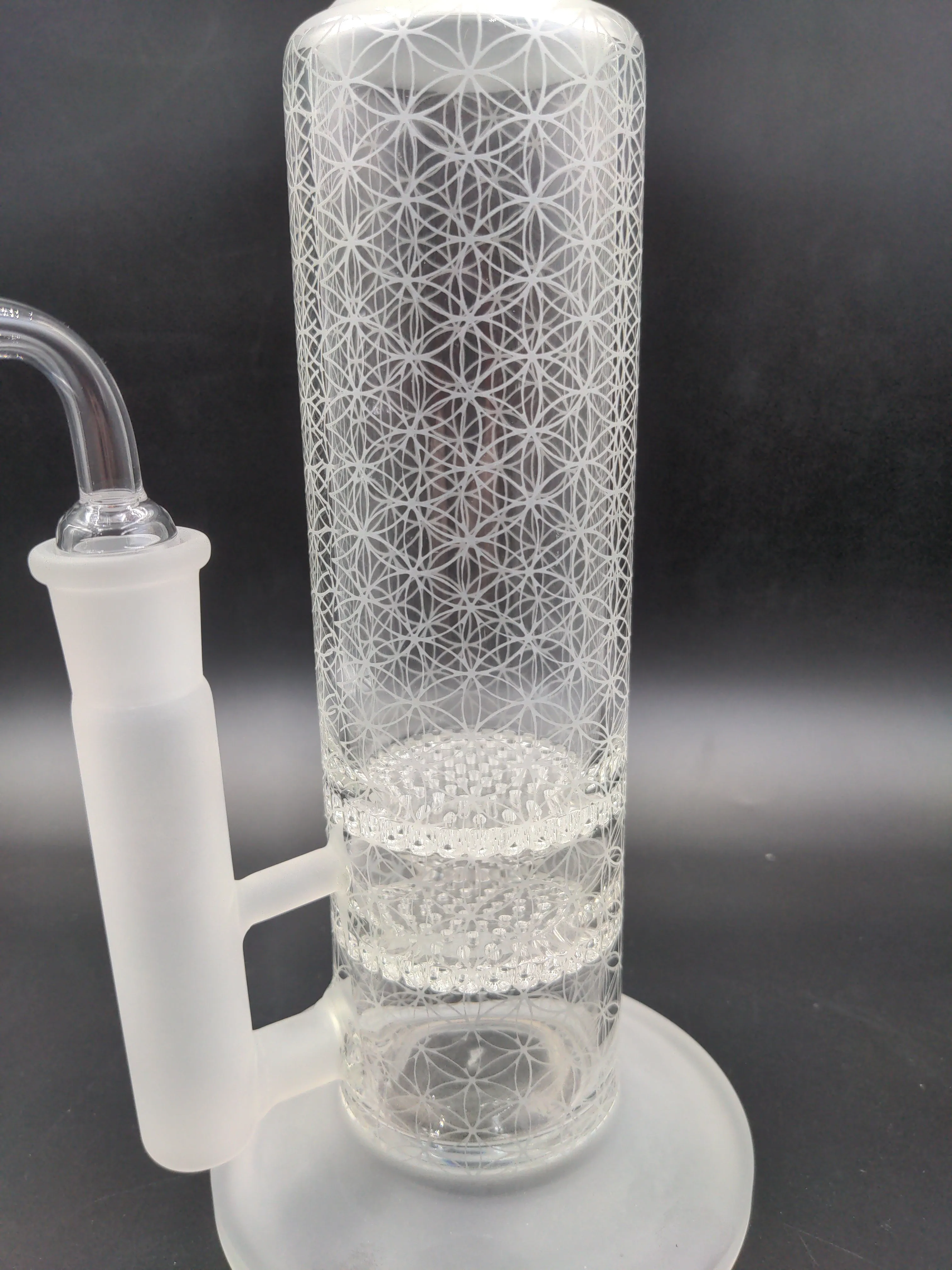 14 AQUA Glass / 2-in-1 / Dual Honeycomb Sandblasted Water Pipe