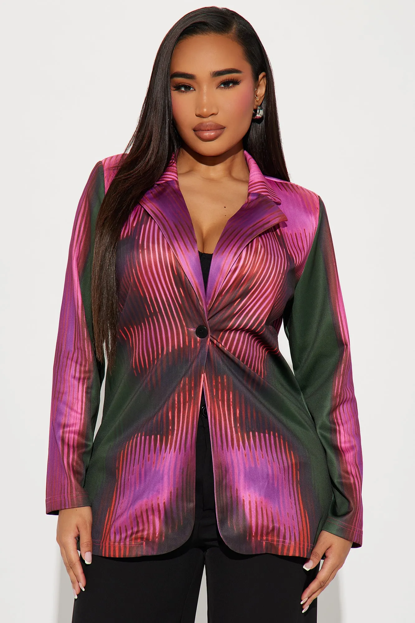 A Lot To Handle Blazer - Fuchsia/combo