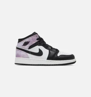 Air Jordan 1 Mid Tie Dye Grade School Lifestyle Shoe - Black/Purple