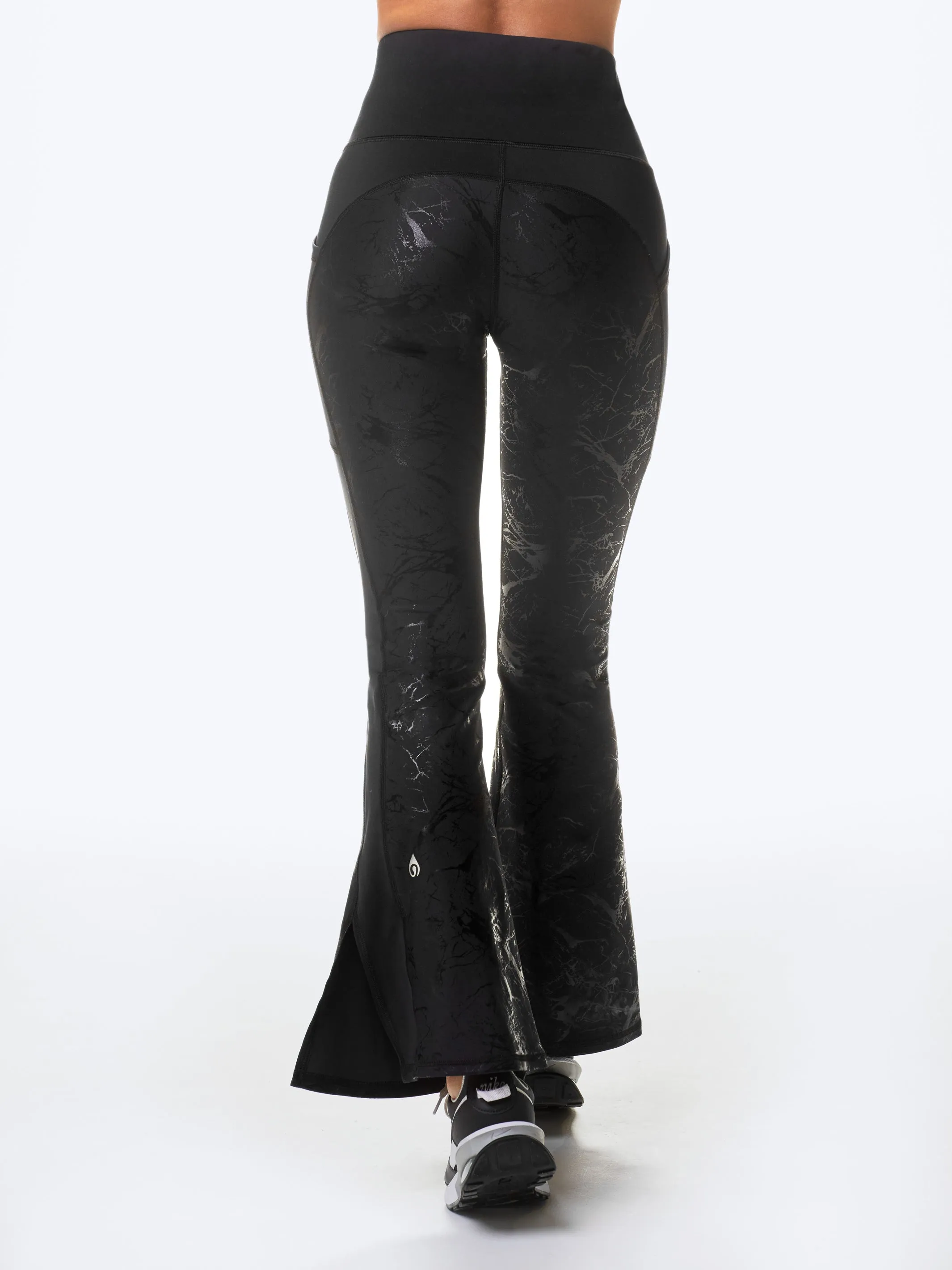 All Black Marble: Embrace Flare Maternity Leggings