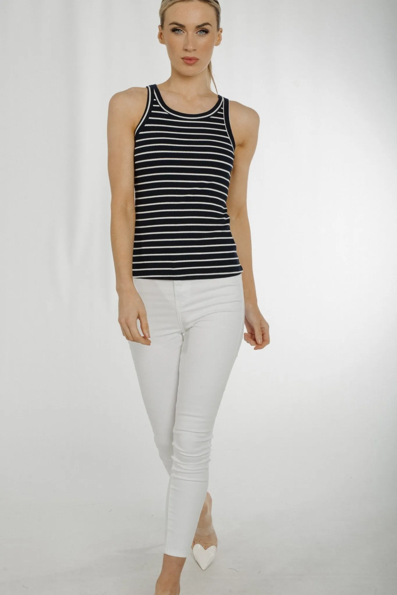 Ally Stripe Vest Top In Black & White