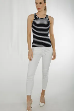 Ally Stripe Vest Top In Black & White