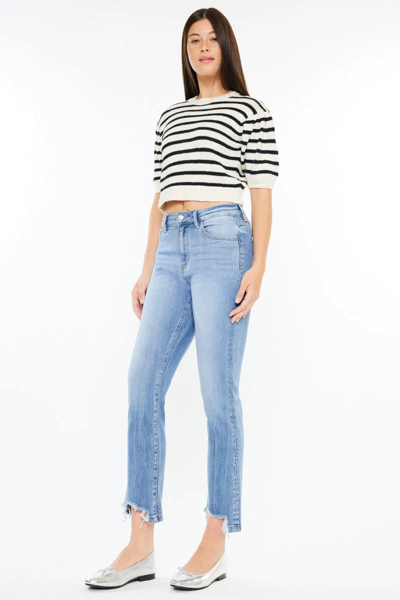 Angela High Rise Slim Crop Straight Jeans