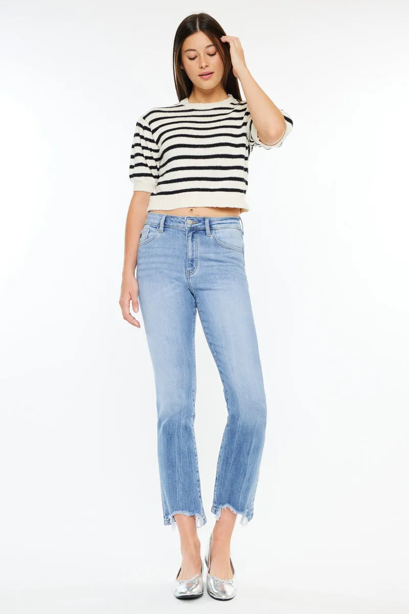 Angela High Rise Slim Crop Straight Jeans