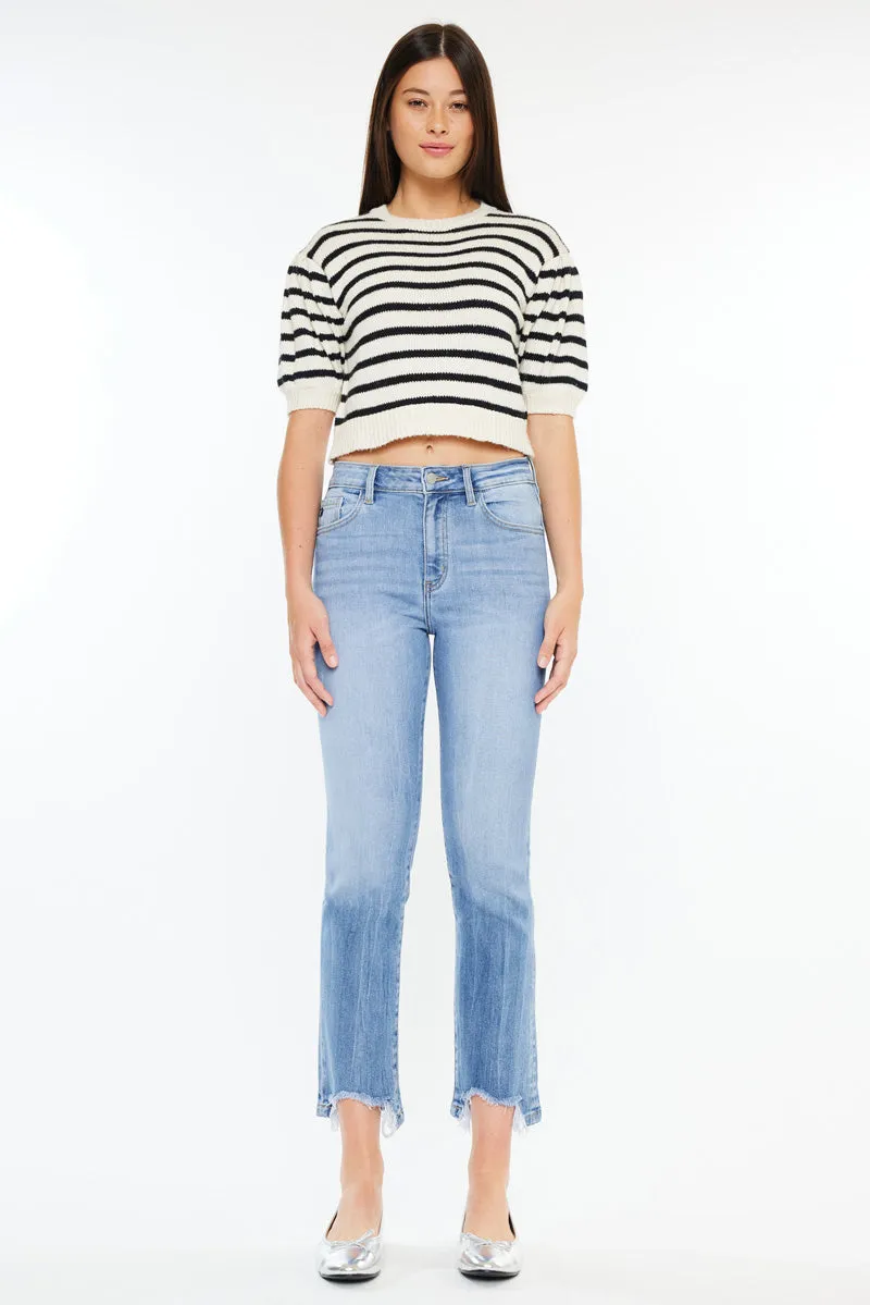 Angela High Rise Slim Crop Straight Jeans