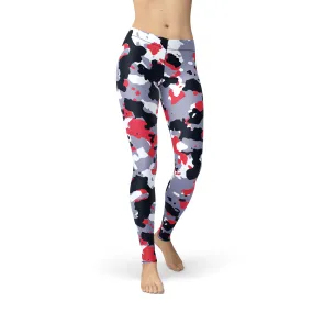 Avery Red White Camo Leggings