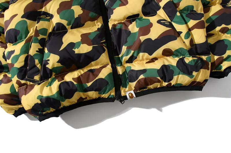 BAPE Puff Jacket Shark Hoodie Green Beige Camo