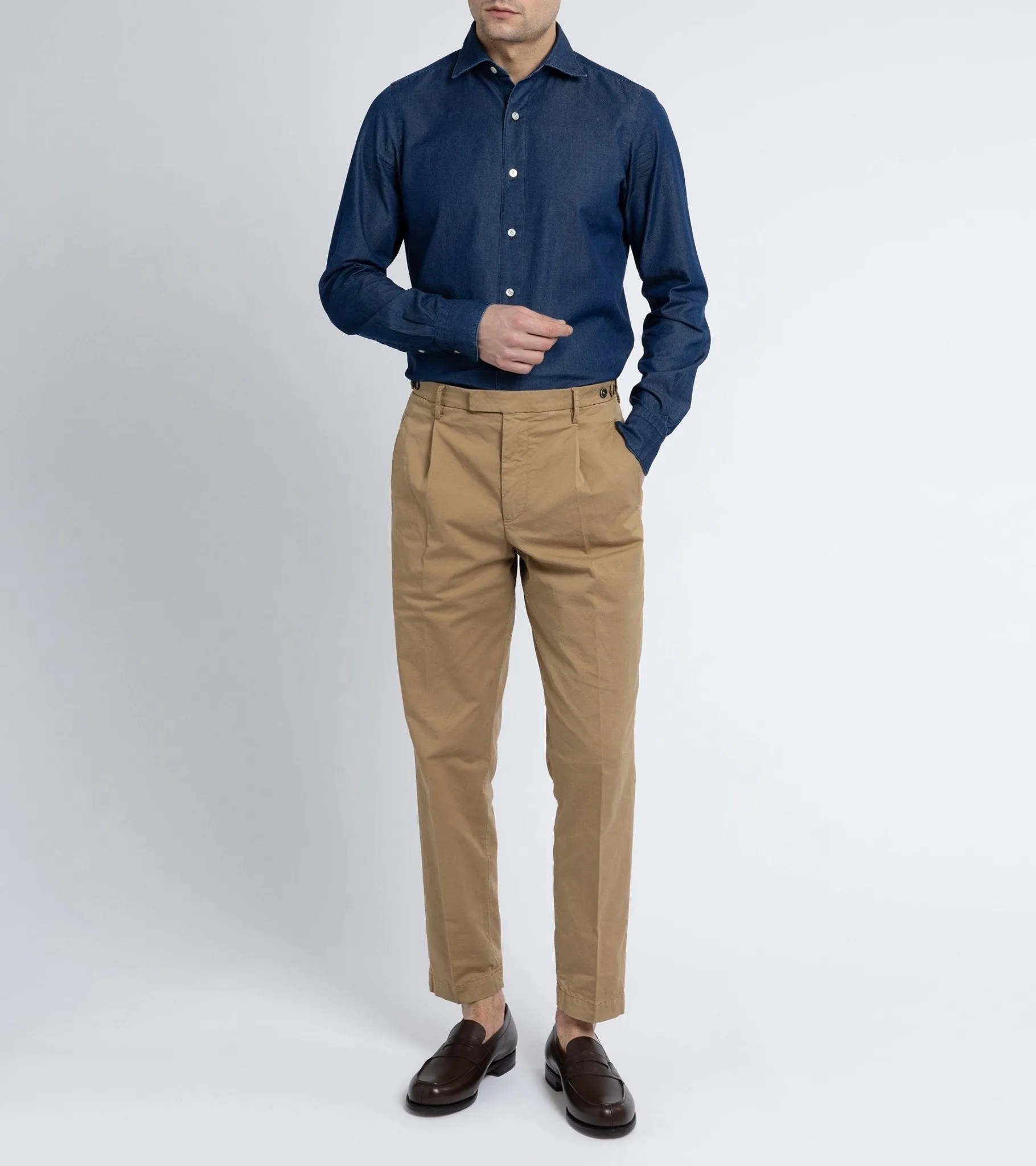 Barena Masco Trevo Cotton Twill Trousers: Tan