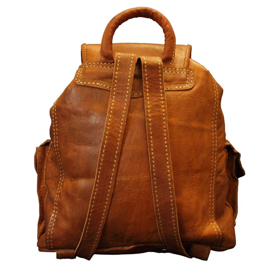 Berber Leather Small Leather Rucksack - Tan