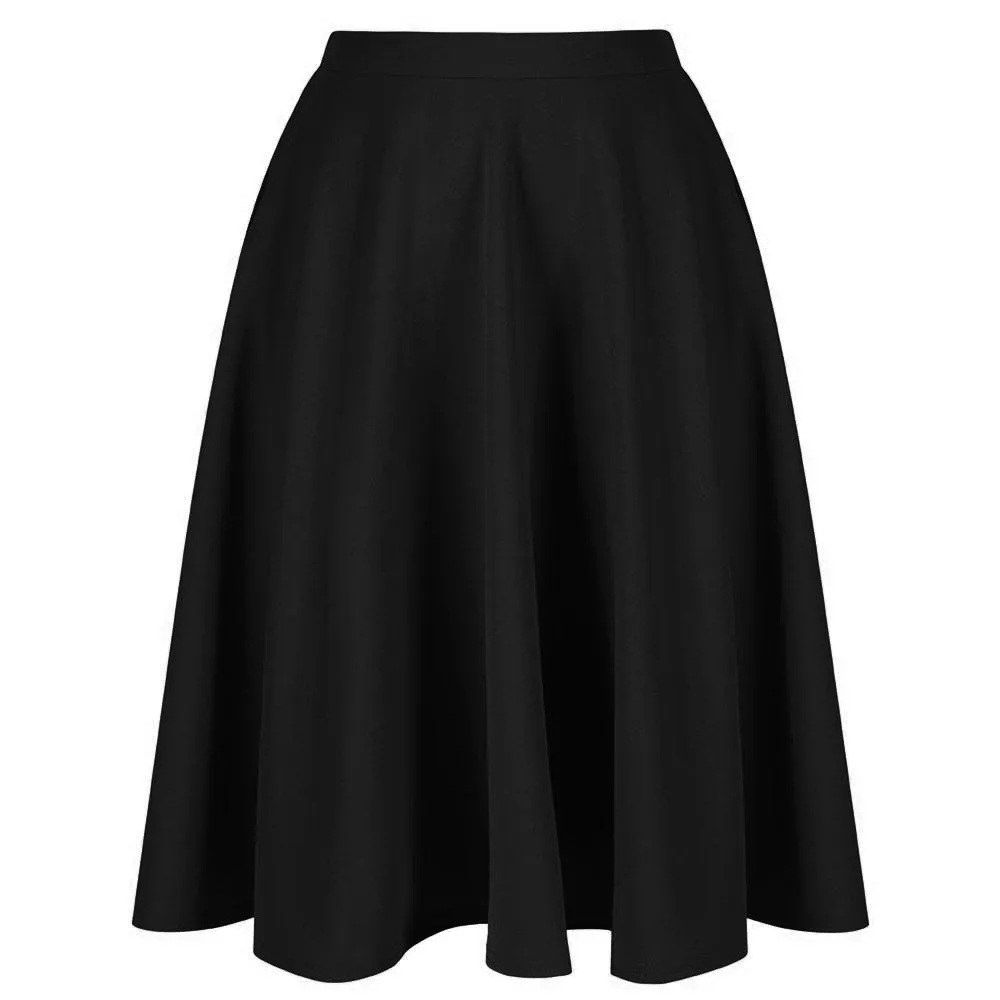 Black 1950s Vintage Rockabilly Swing Skirt