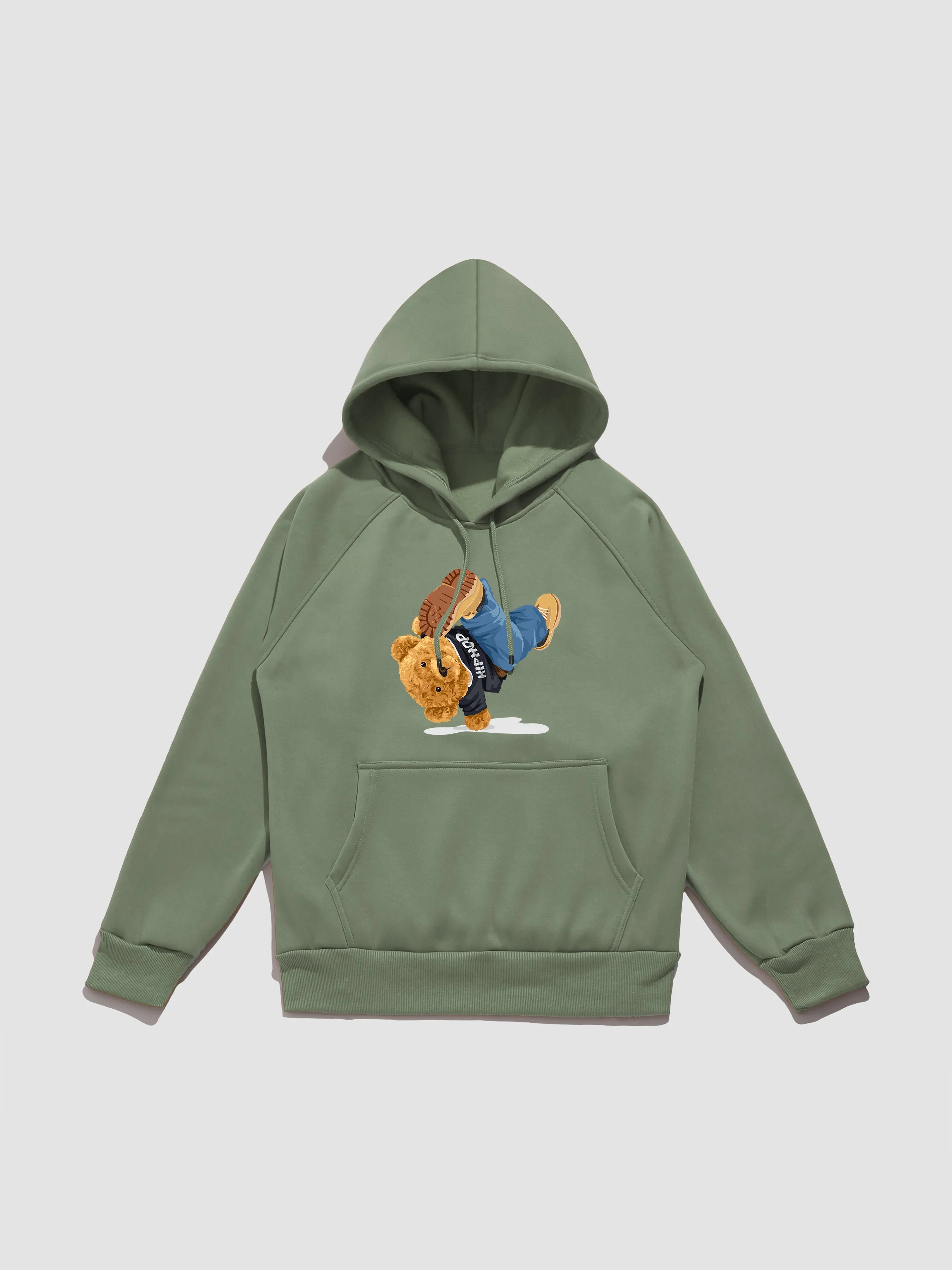 Break Dance Bear Print Hoodie