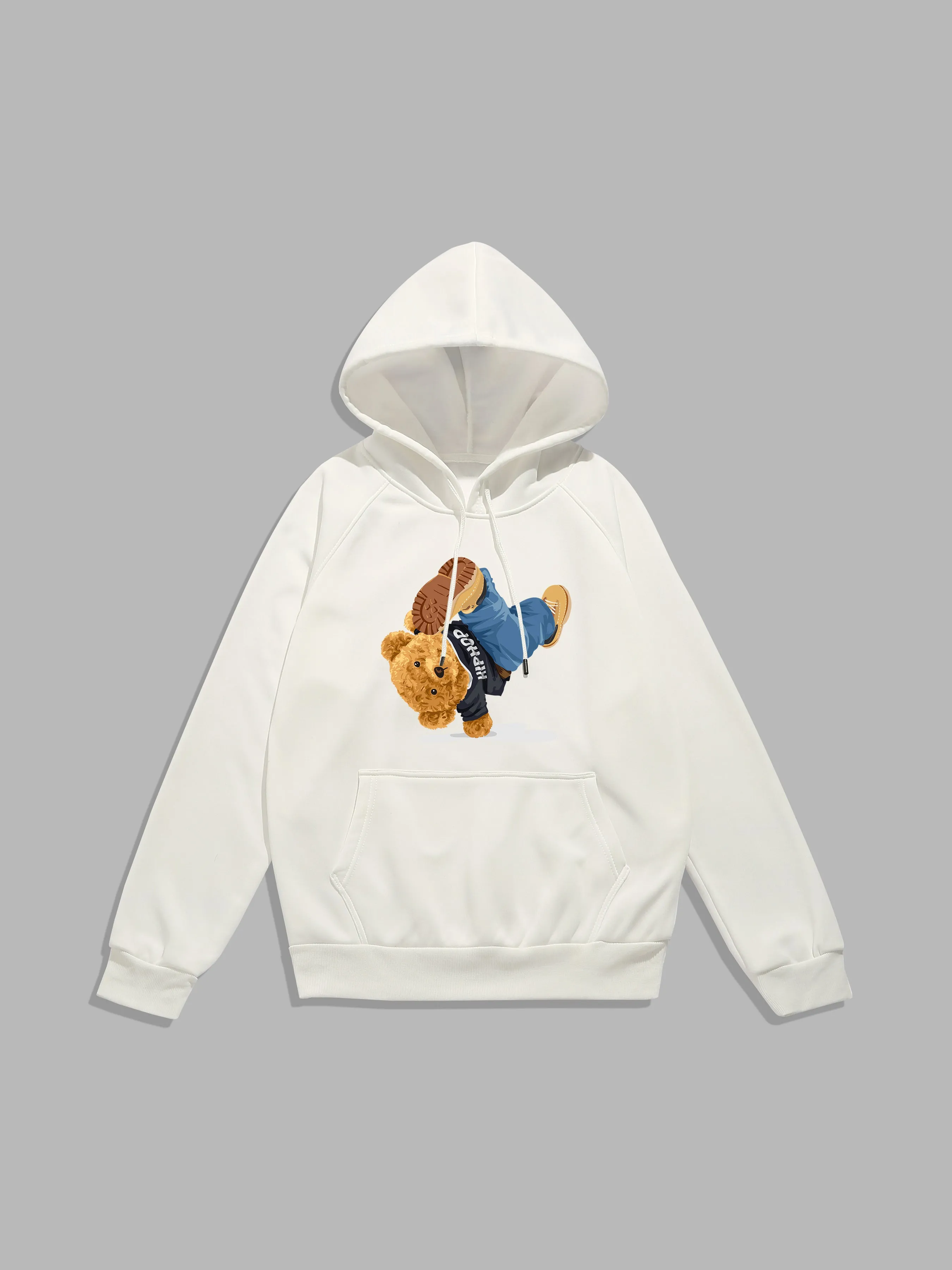 Break Dance Bear Print Hoodie