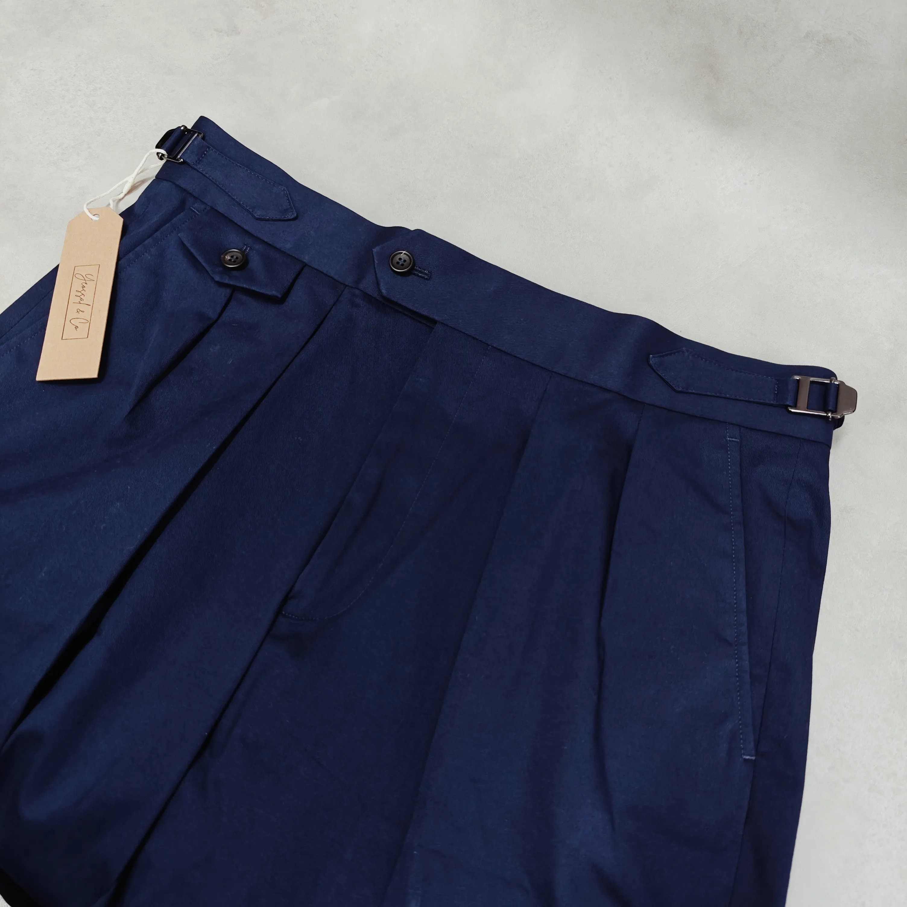 Brezza Navy Twill Stretch-Cotton Trousers  - ST141