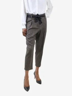 Brown check wool-blend trousers - size US 2