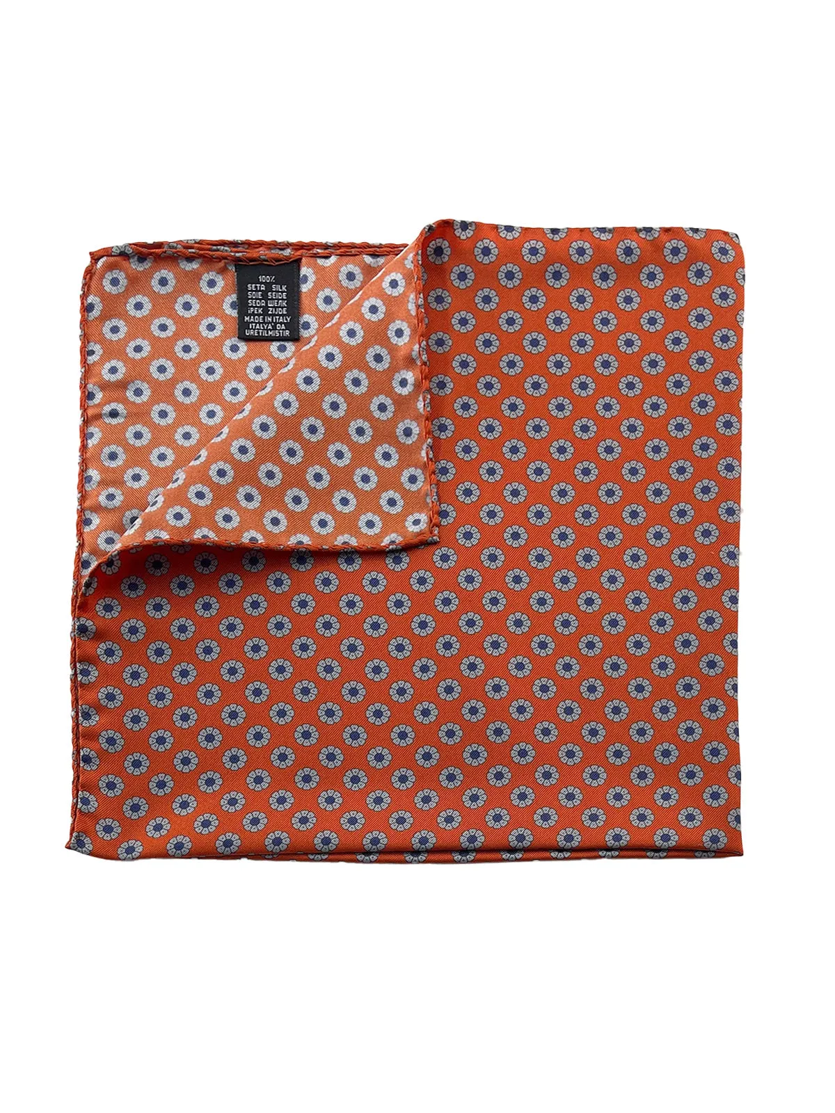 Cadmium Orange Flower Printed Silk Pochette