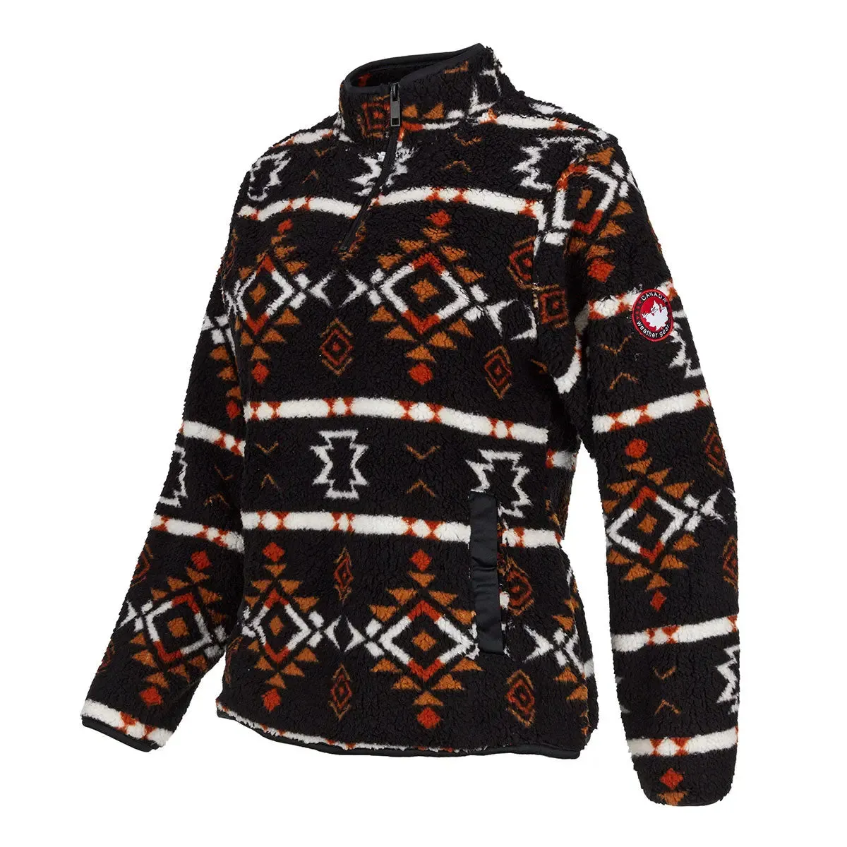 Canada Weather Gear Women's 1/4 Zip Aztec Printed Sherpa