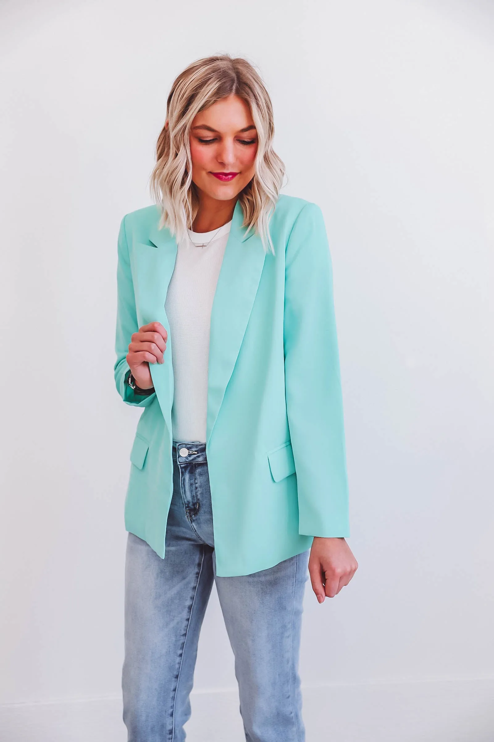 Cara Blazer-Dark Mint