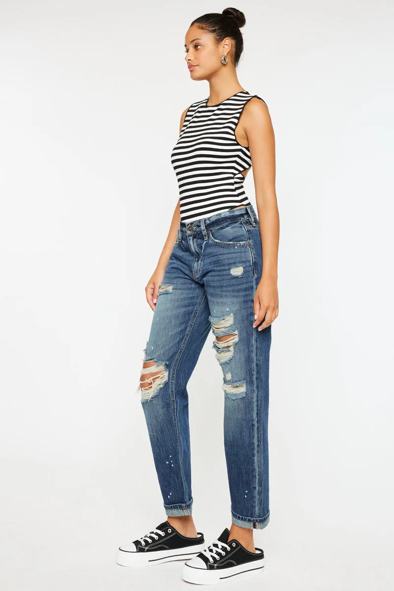 Charlize Mid Rise Boyfriend Jeans