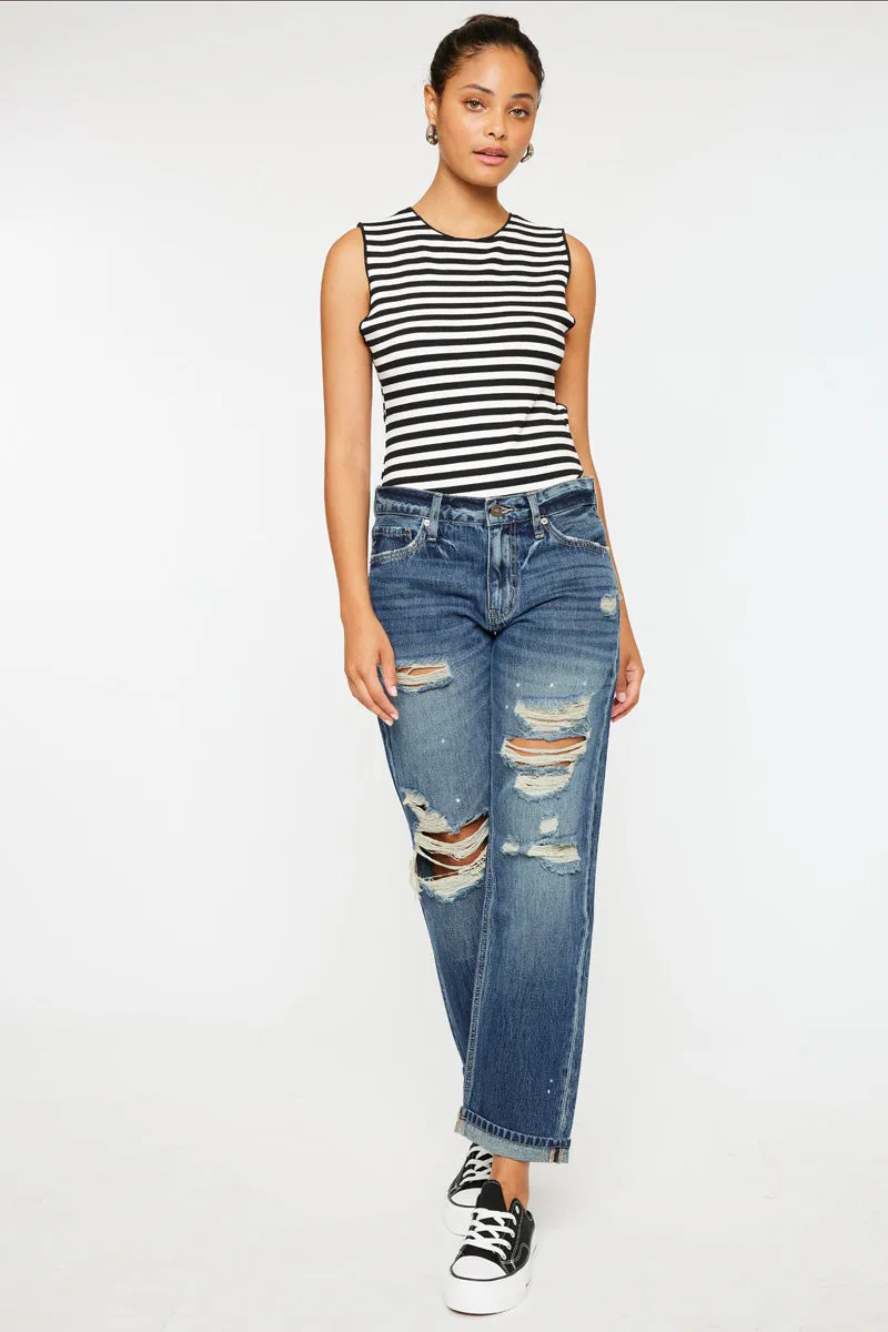 Charlize Mid Rise Boyfriend Jeans