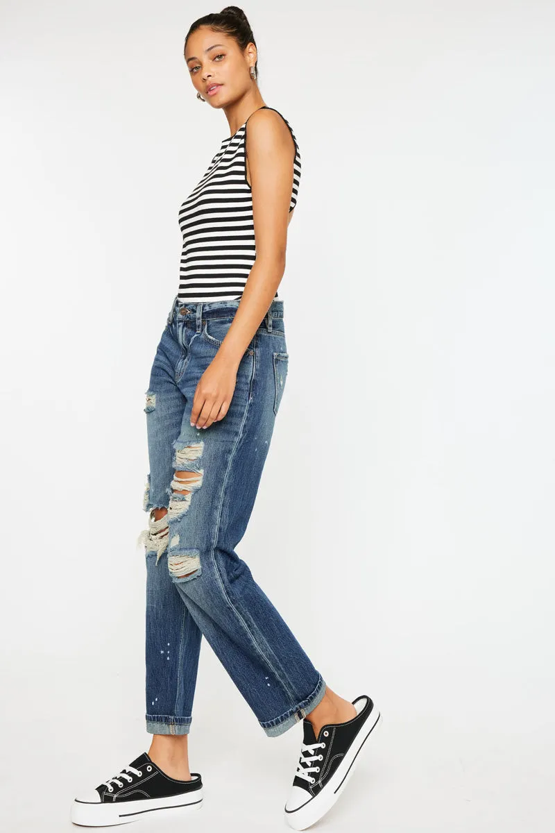 Charlize Mid Rise Boyfriend Jeans