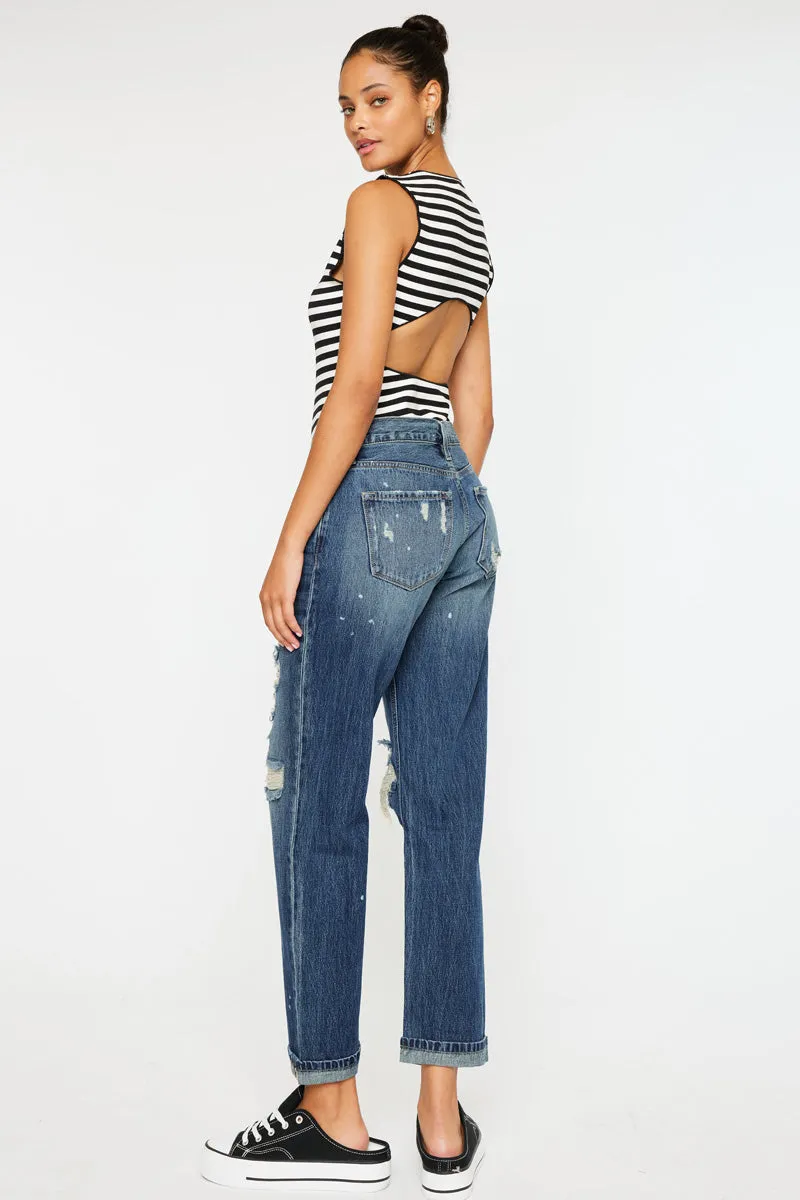 Charlize Mid Rise Boyfriend Jeans