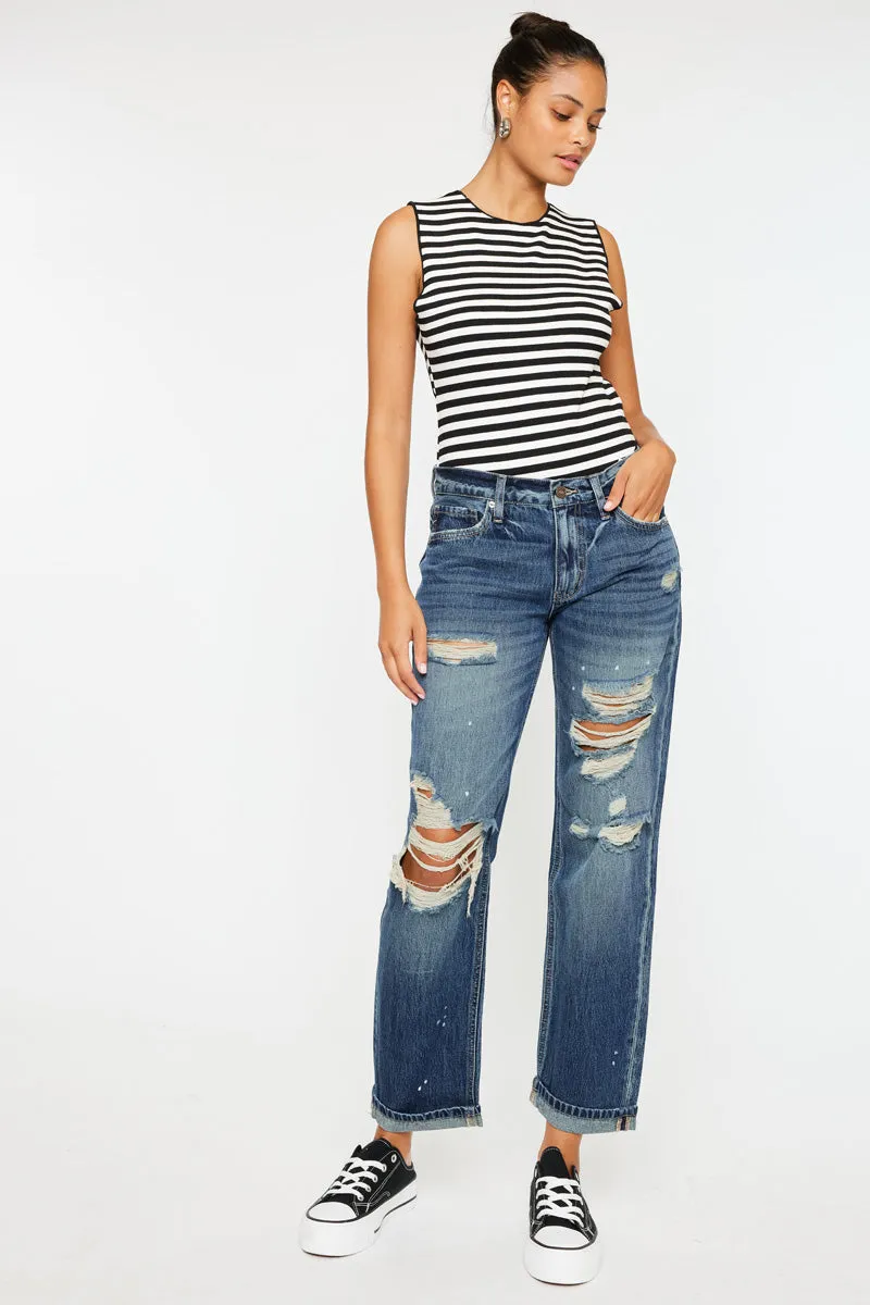 Charlize Mid Rise Boyfriend Jeans