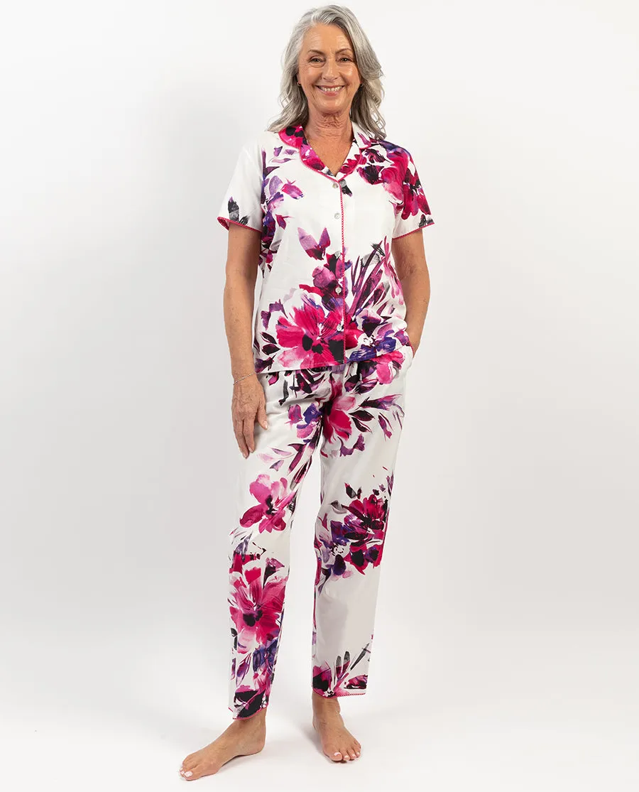 Delilah Lace Trim Floral Print Pyjama Set