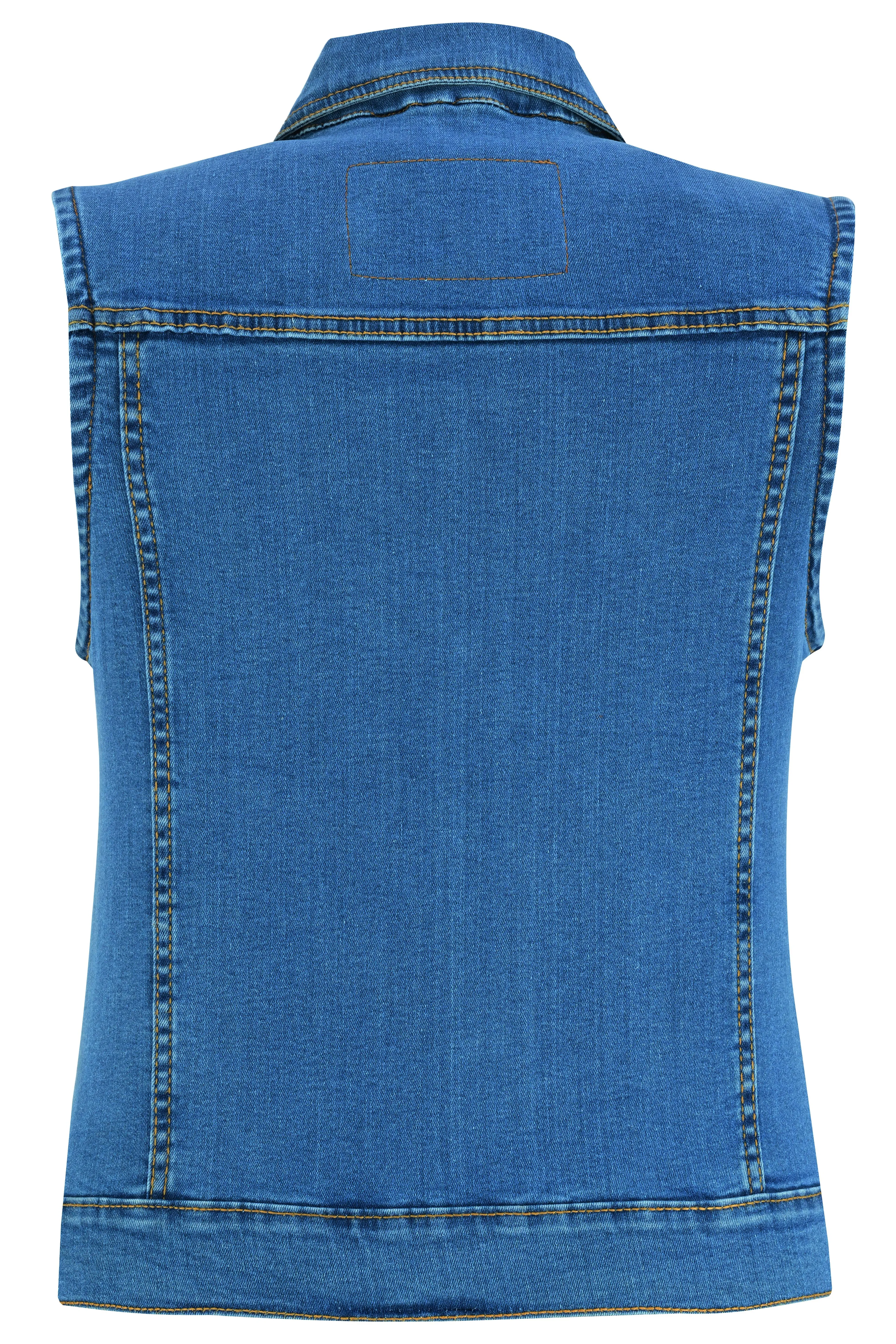 DM  Women's Blue Denim Snap Front Vest