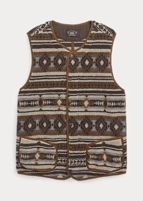 Double RL - Jacquard Pile Fleece Vest in Brown Multi