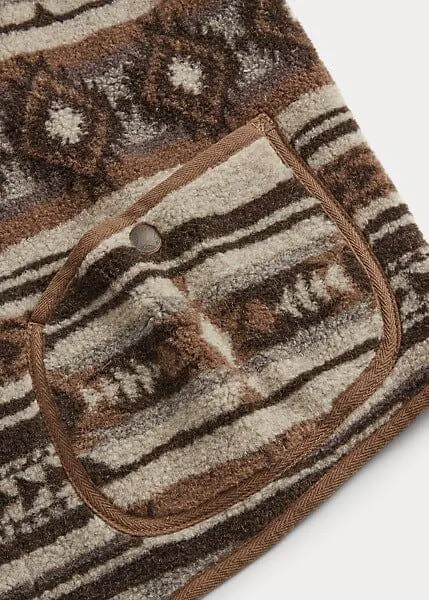 Double RL - Jacquard Pile Fleece Vest in Brown Multi