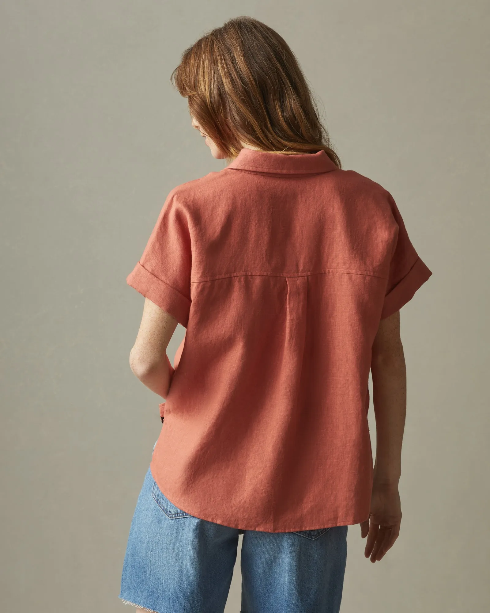 Easy Linen Shirt - Deep Apricot