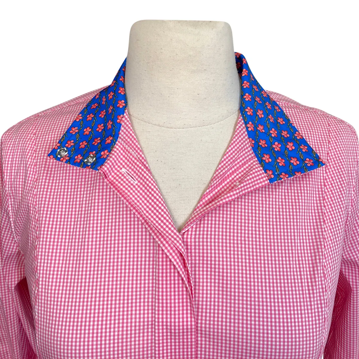 Essex Classics 'Isabel' Fitted Straight Collar Show Shirt in Pink Gingham - Women's Small