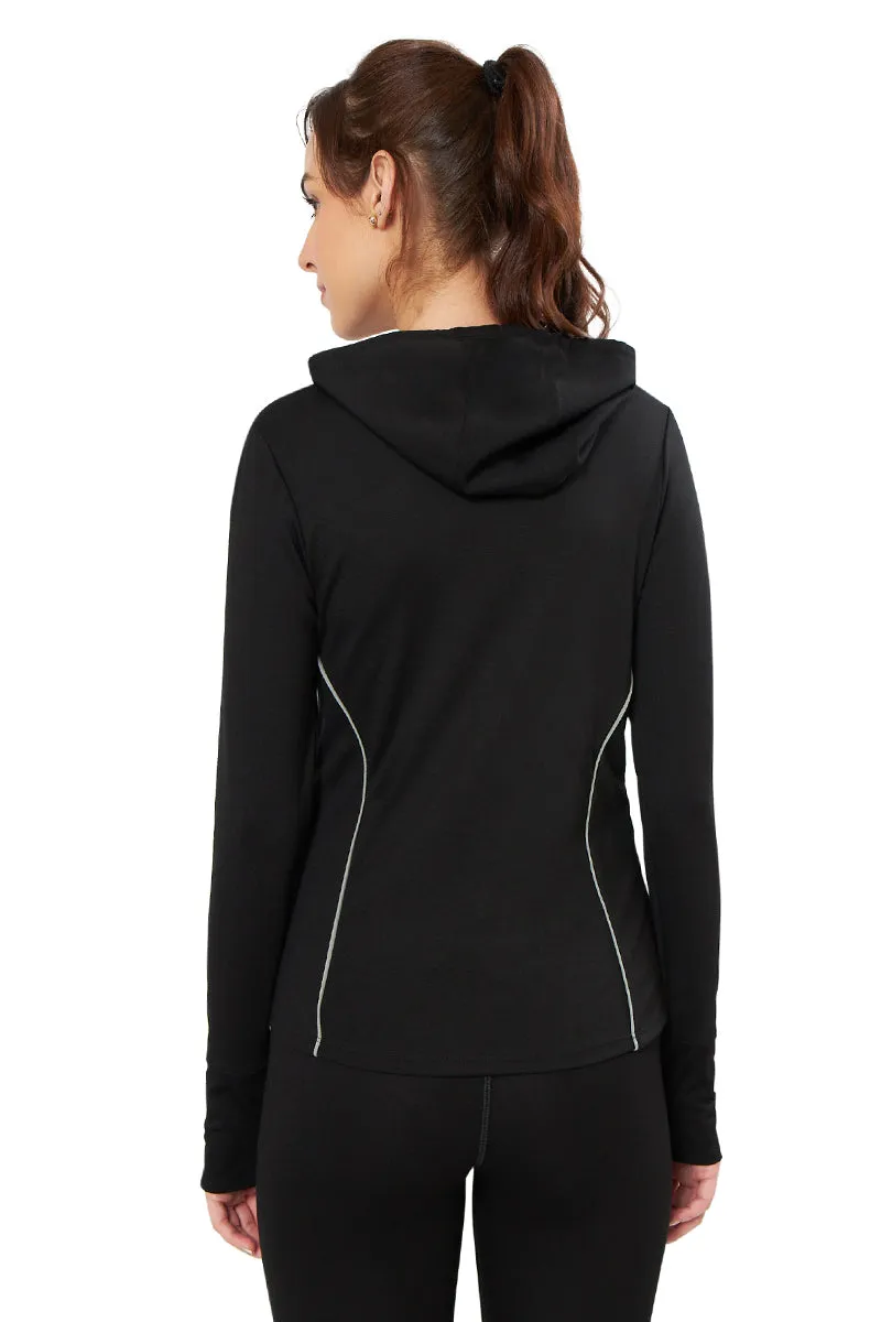 Flaunt Hoodie Full Sleeve Active Jacket - Jet Black