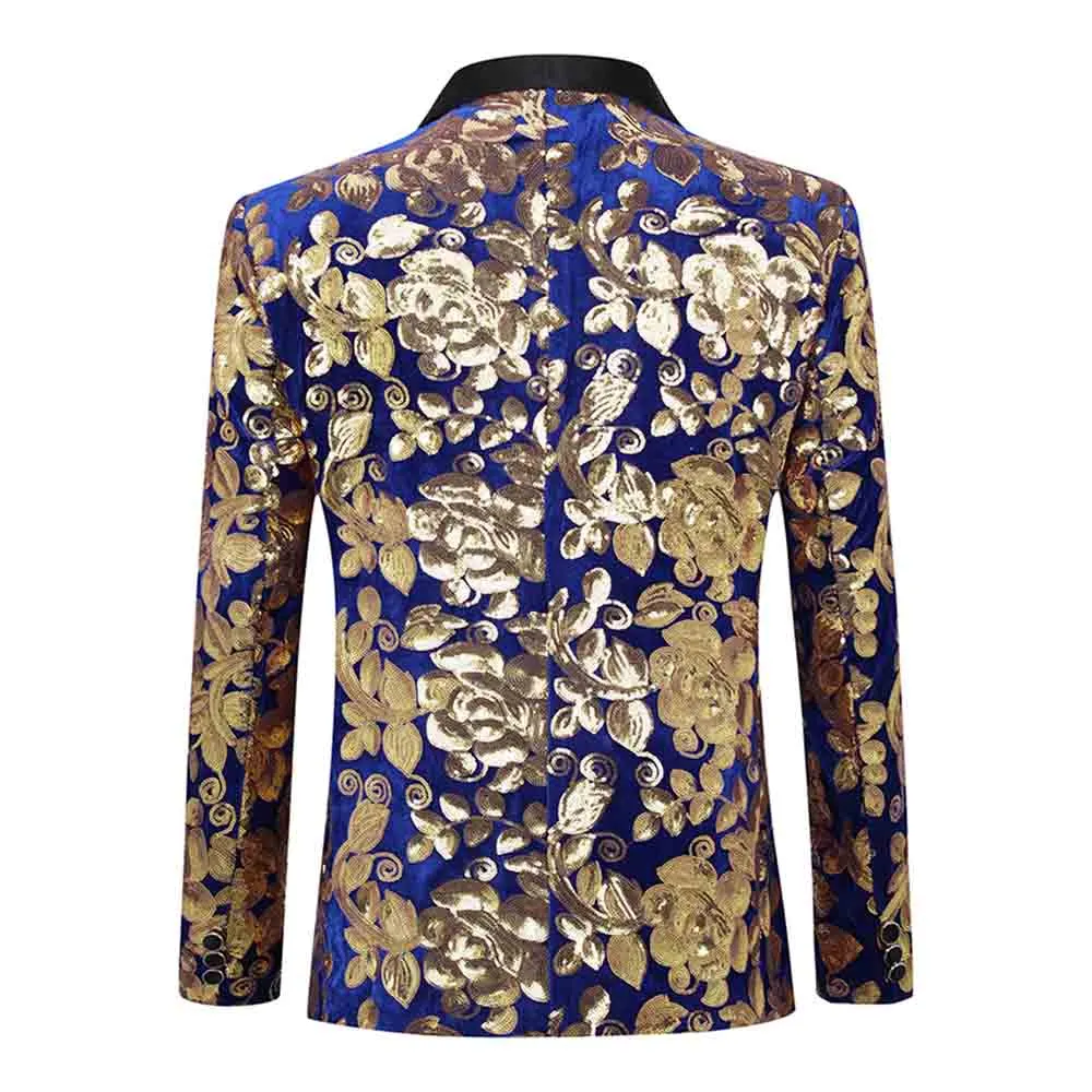 Gold Sequin Blazer Slim Fit Blazer Dance Party Jacket