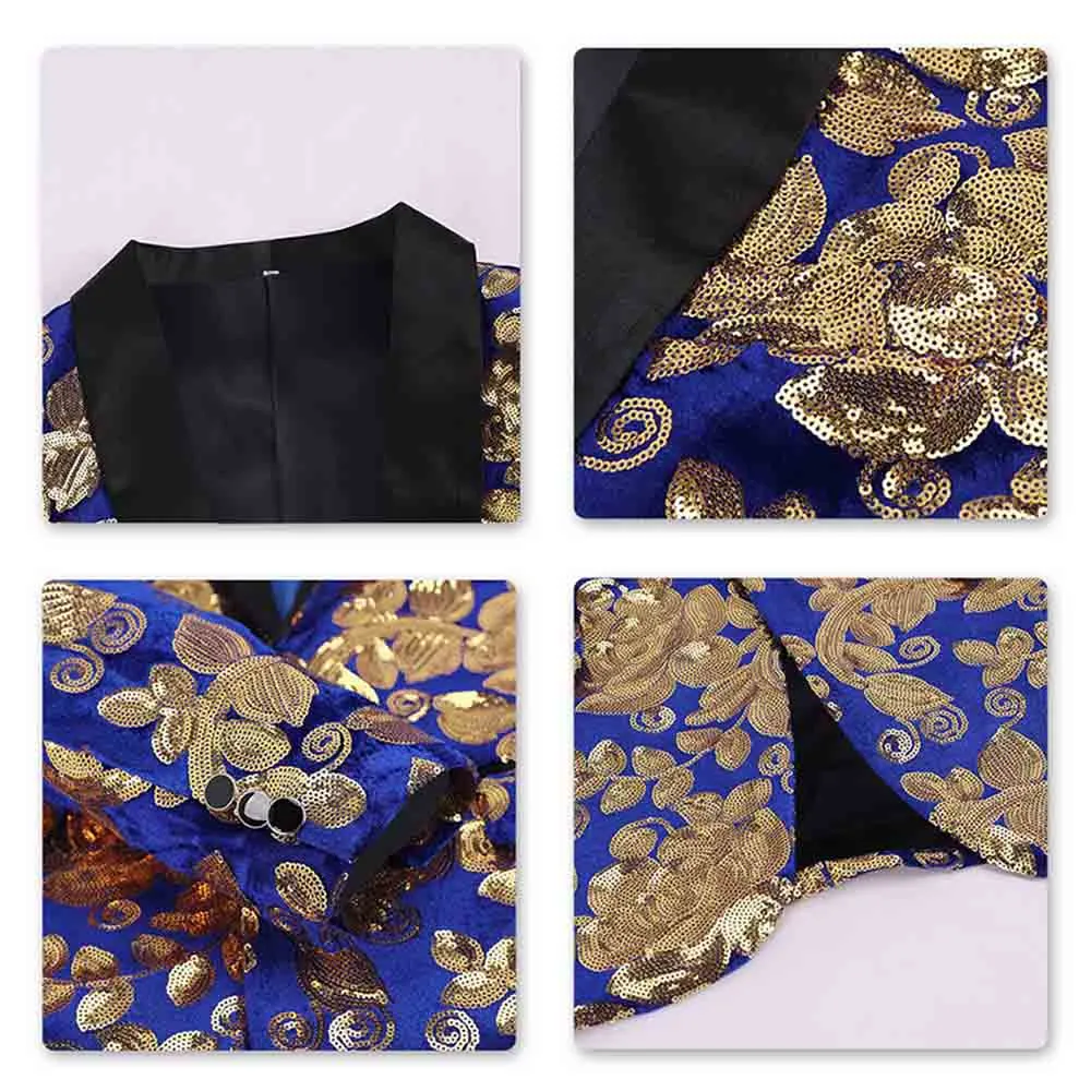 Gold Sequin Blazer Slim Fit Blazer Dance Party Jacket