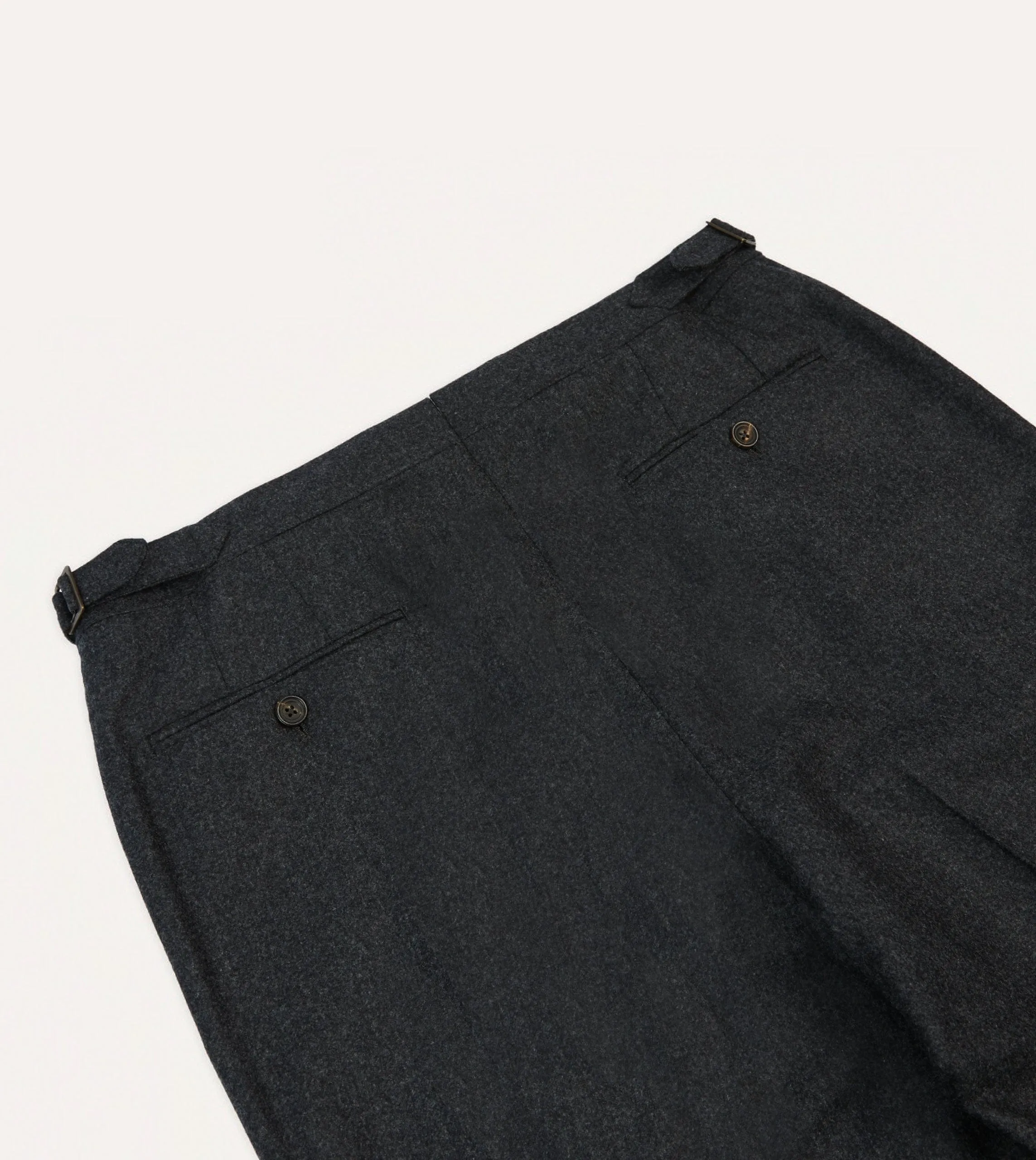 Grey Wool Flannel Single Pleat Trouser