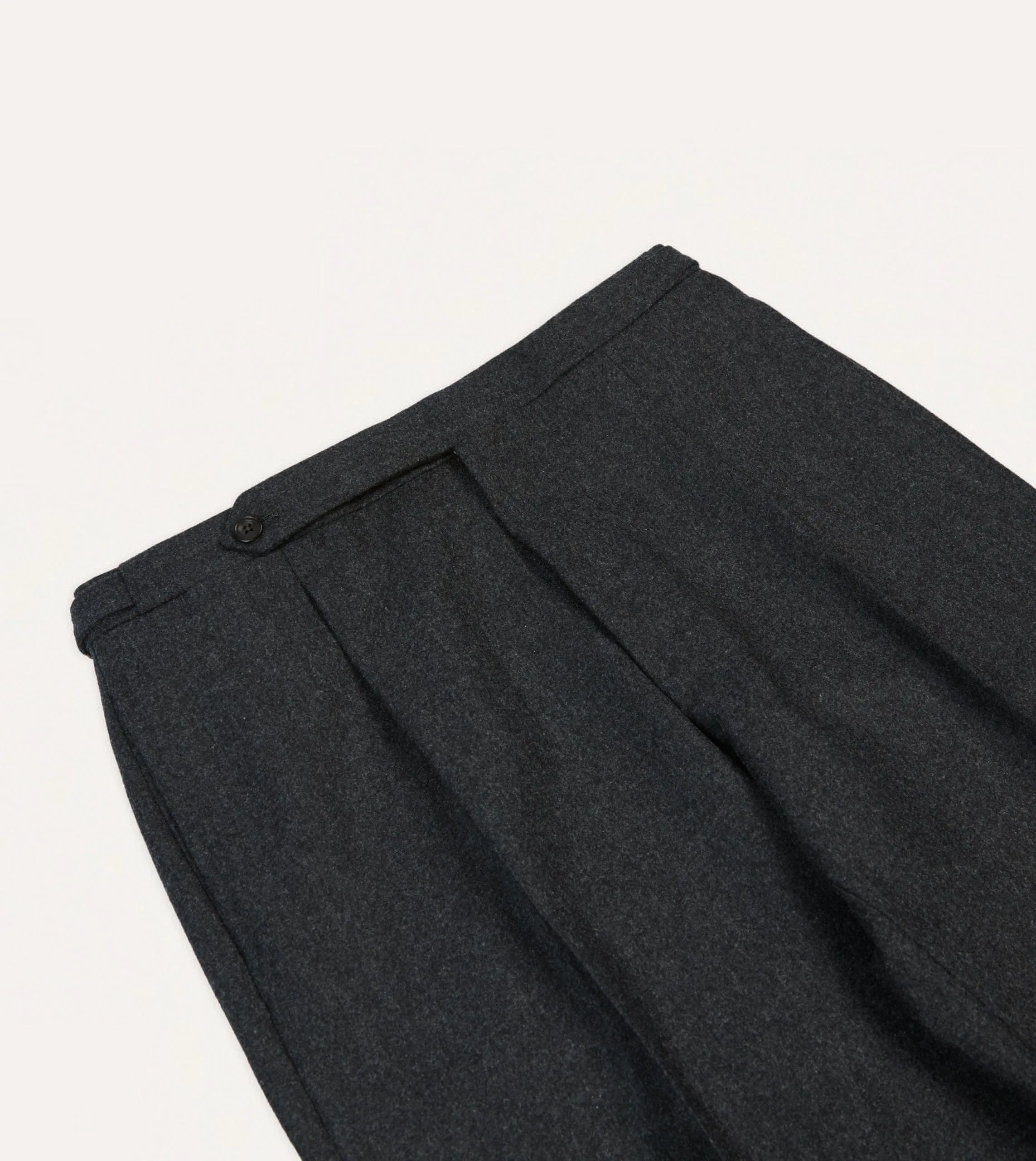 Grey Wool Flannel Single Pleat Trouser