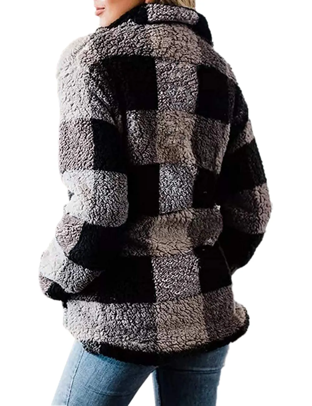 Cozy Womens Buffalo Plaid Sherpa Sweatshirt with 1/4 Zip