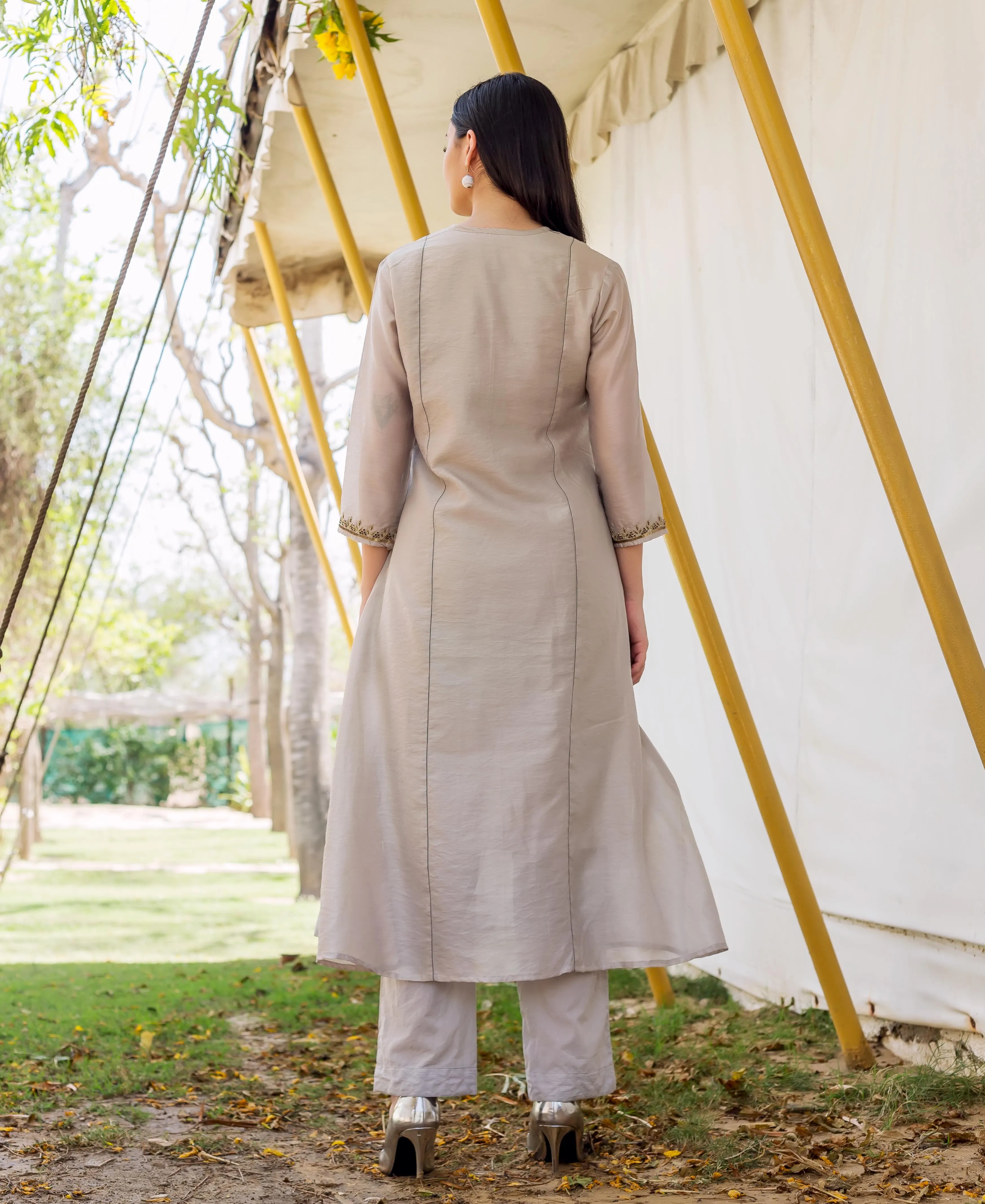 Imara Grey Embroidered Kurta