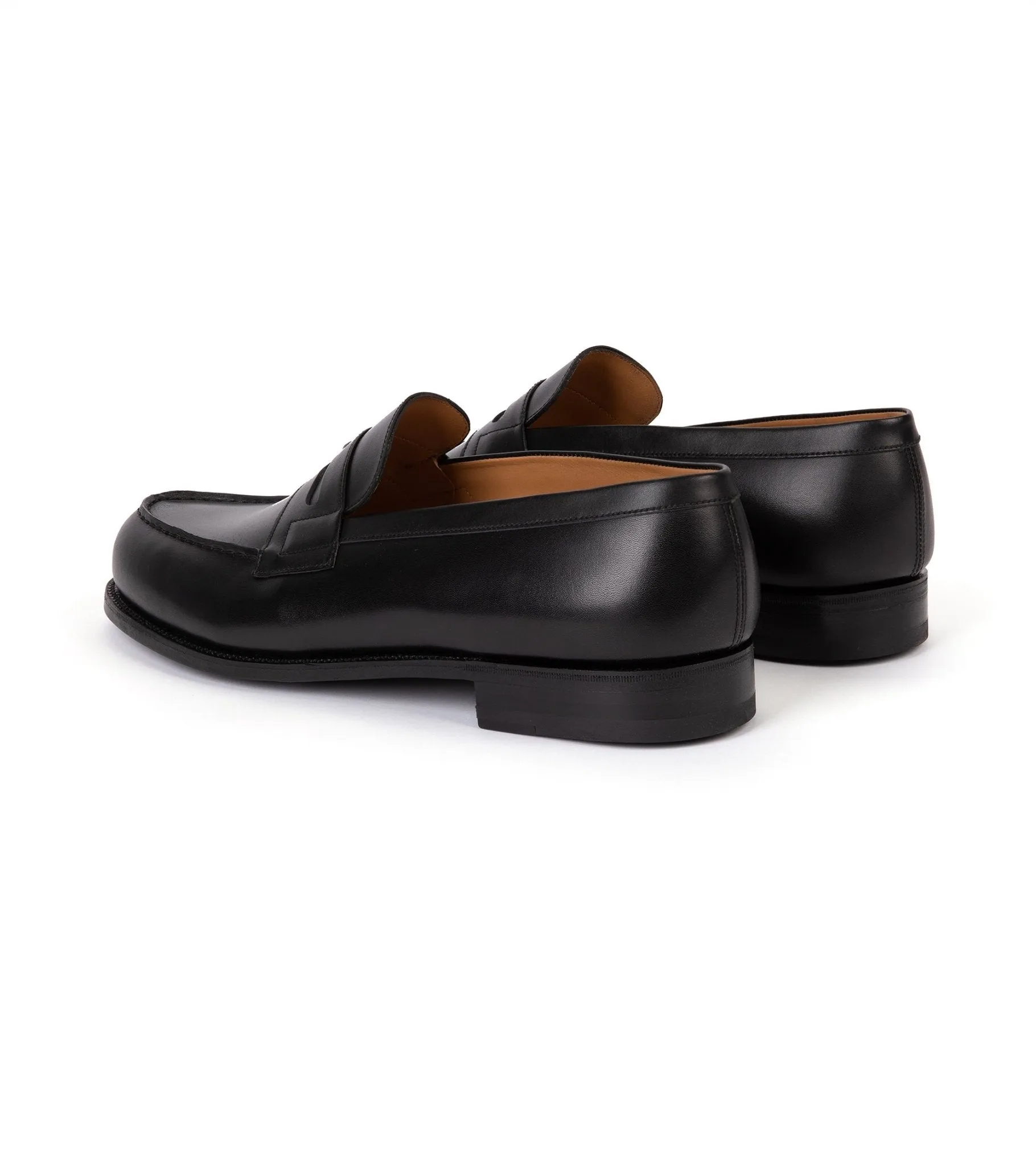 J.M. Weston Boxcalf Leather 180 Loafer: Black