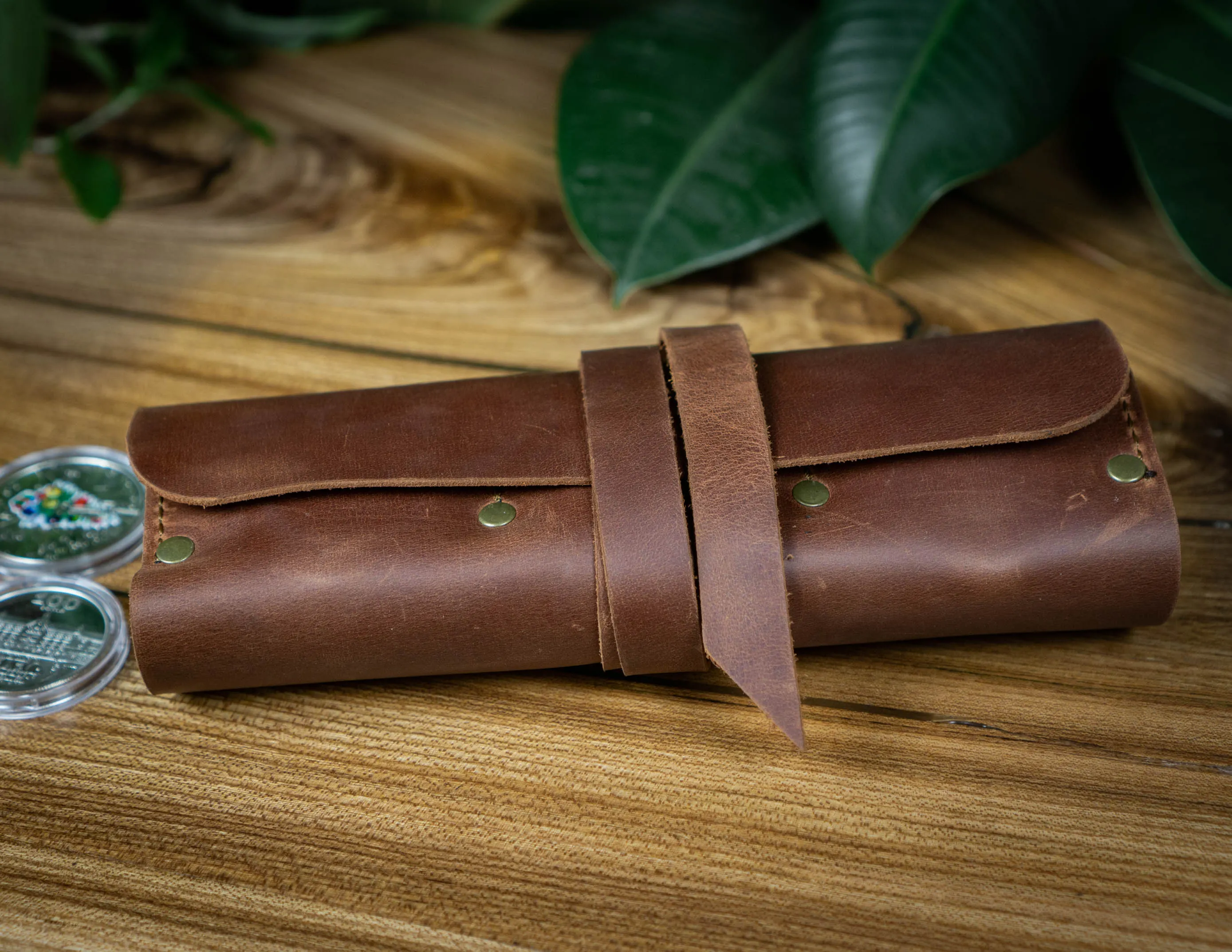 Leather Coin Roll 12 slots | Collectible Coins Leather Case | HandMade