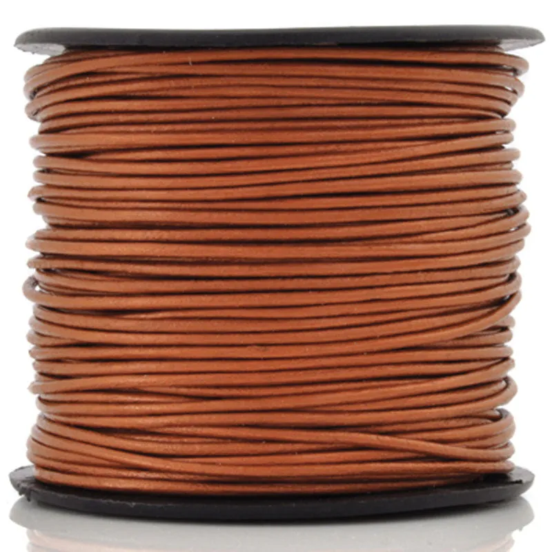 Leather Cord-0.5mm Round-Metallic Dusty Brown-2 Meters