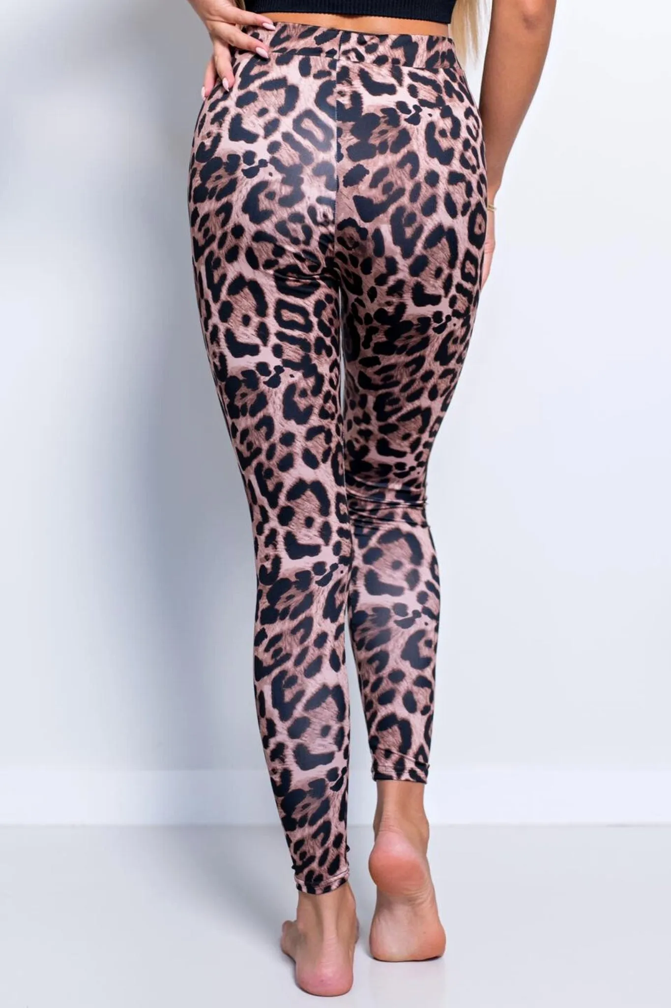 Leggings in jersey con motivo stampato leopardato e fascia elastica