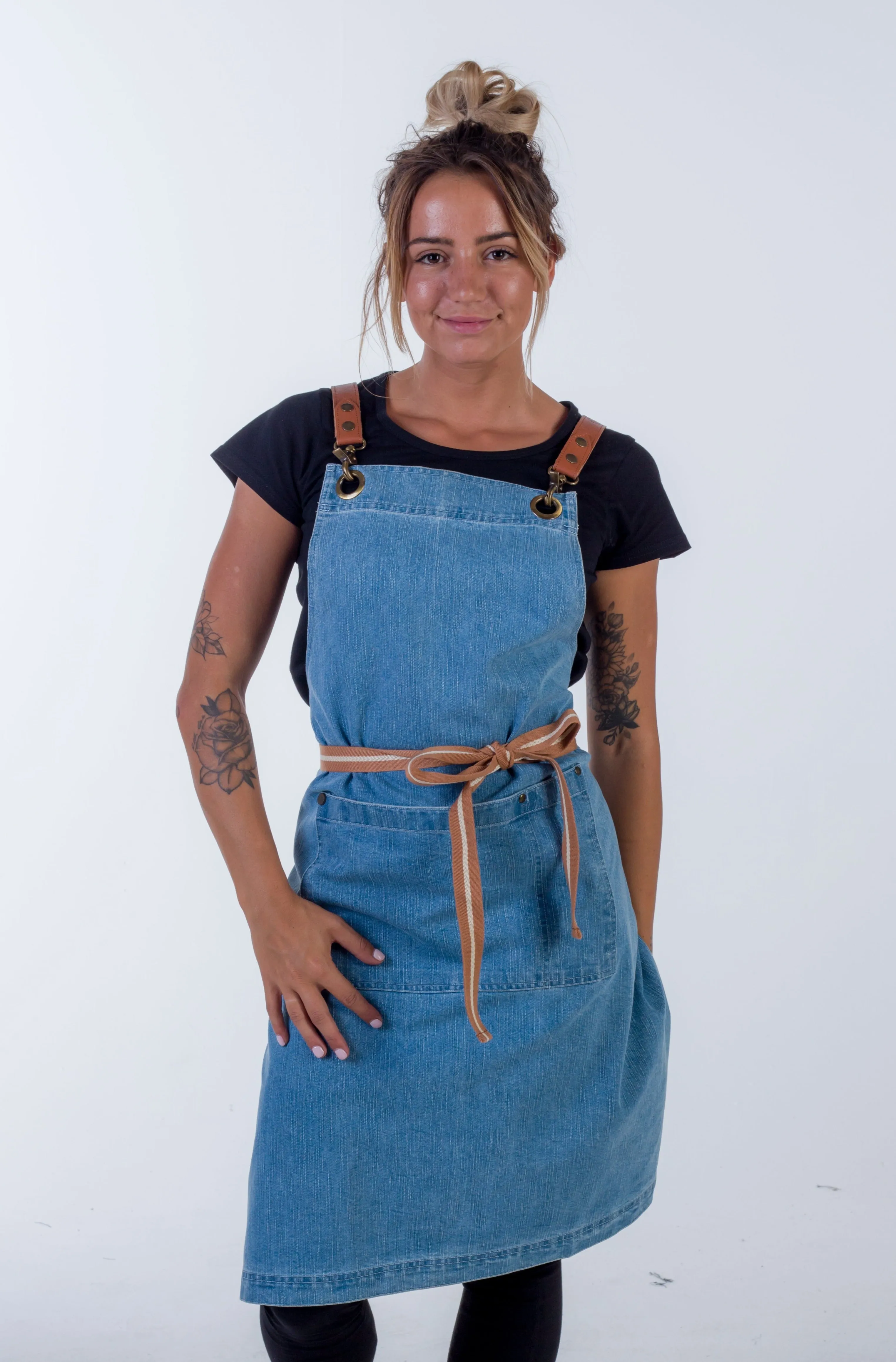 Light Blue Denim apron Natural