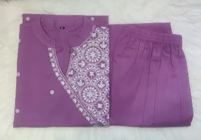 Lilac Cotton Kurti and Pant Set of 2