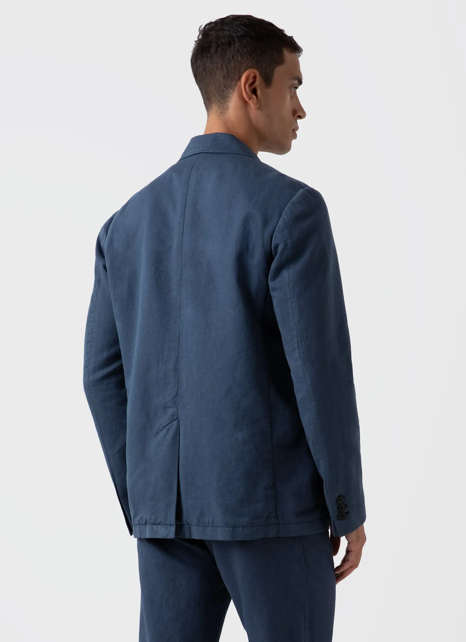 Men's Cotton Linen Two-Piece Suit in Shale Blue