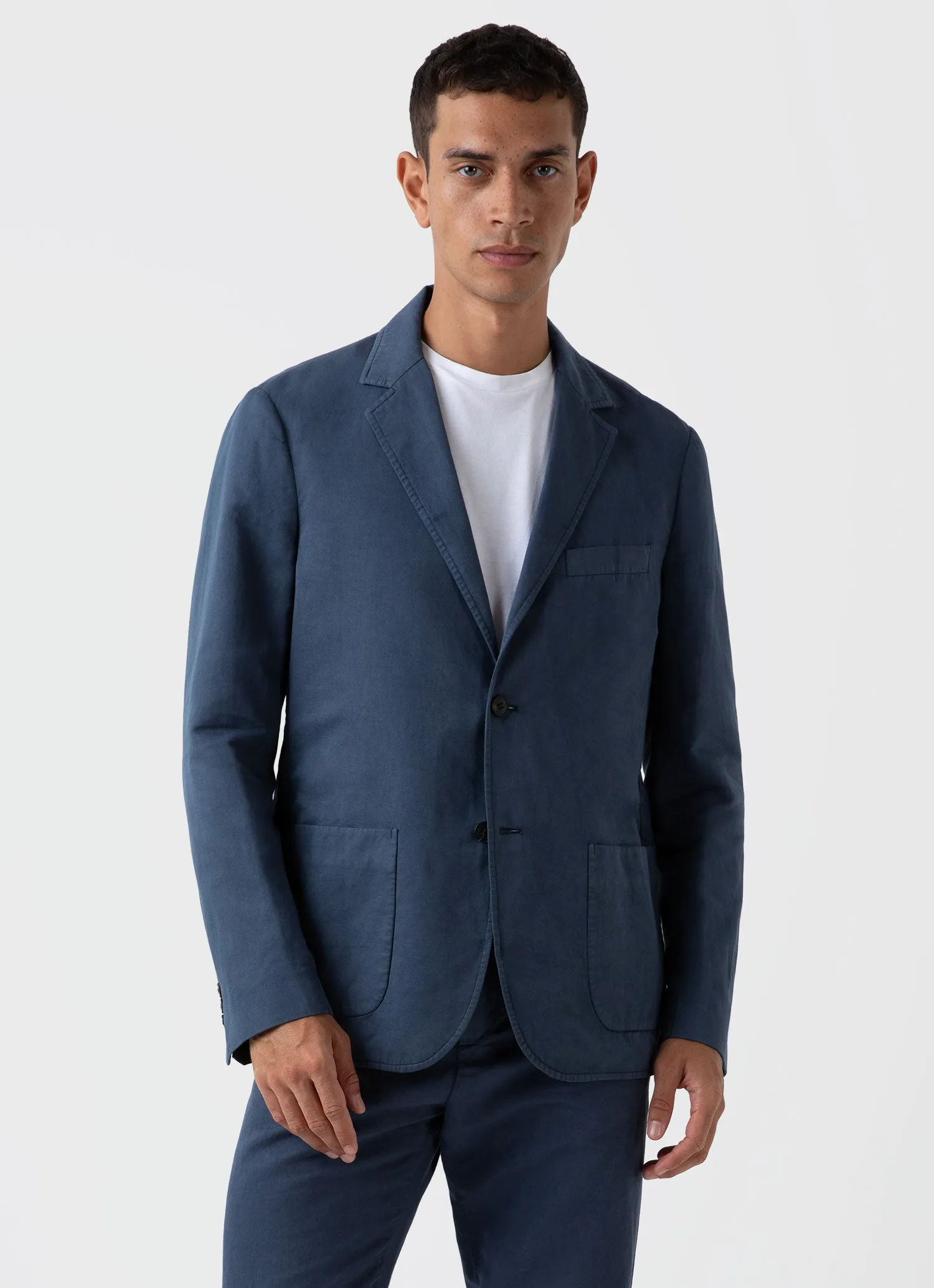 Men's Cotton Linen Two-Piece Suit in Shale Blue