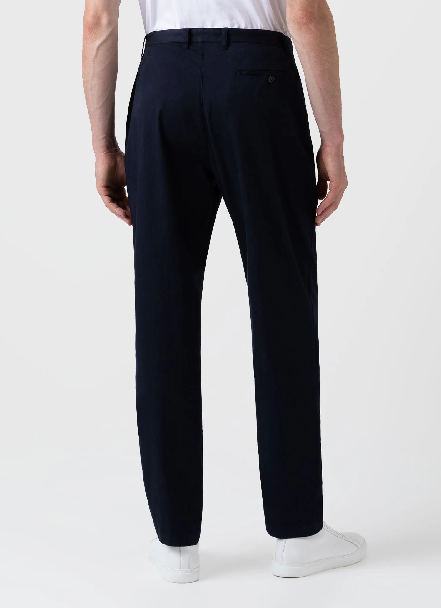 Men's Pleated Twill Trouser in Navy