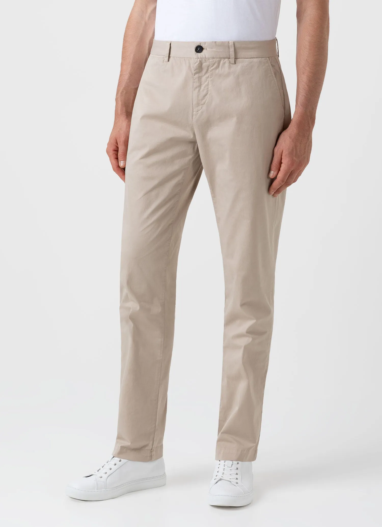 Men's Regular Fit Stretch Chino in Light Stone