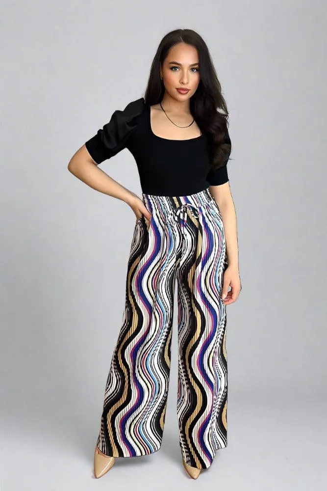 Multicolour Plisse Chiffon Trousers